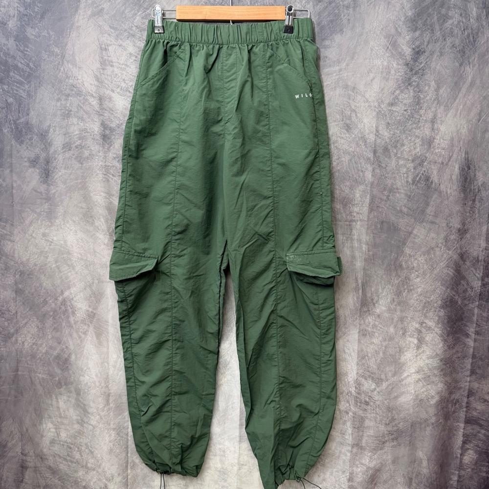Wilo The Label Green Cargo Parachute Pants XS Elastic Drawstring Y2K Gorpcore